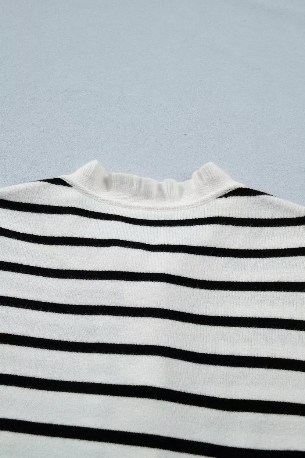 Striped ruffle cardigan sleeve detail