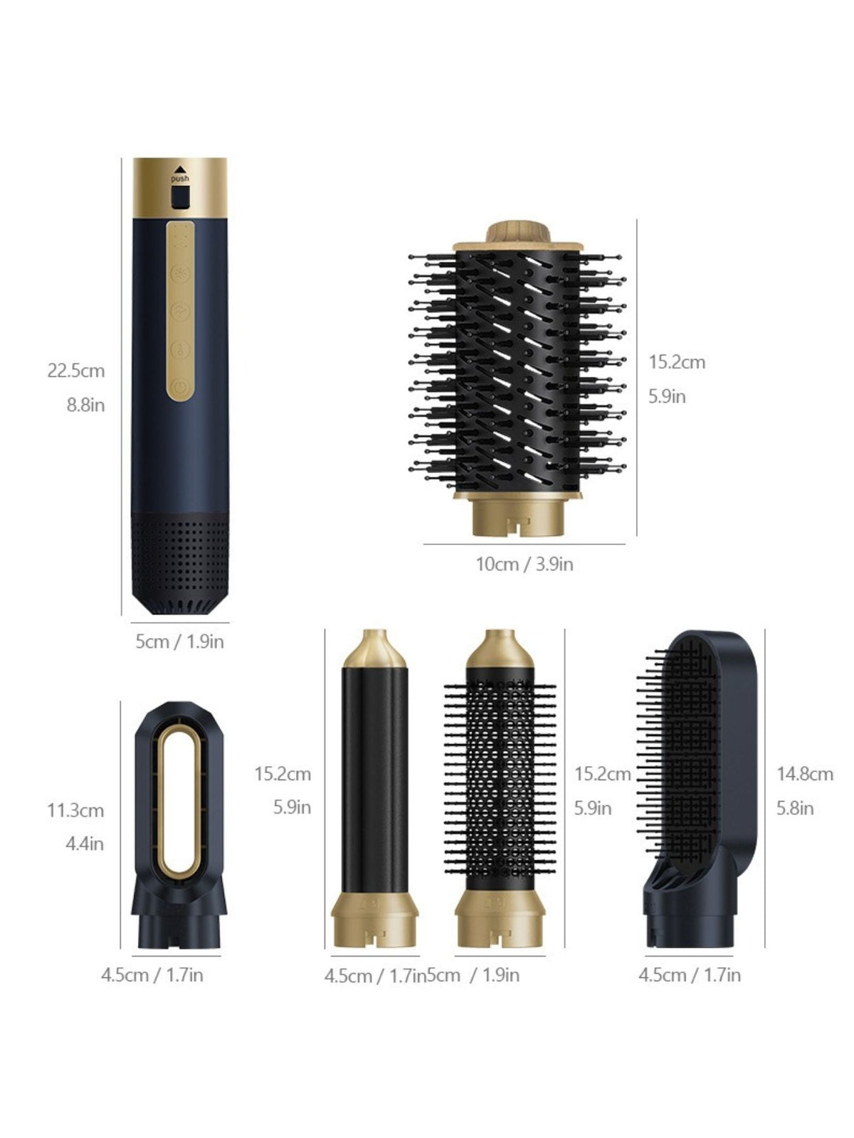 Hot air brush attachment heads detail