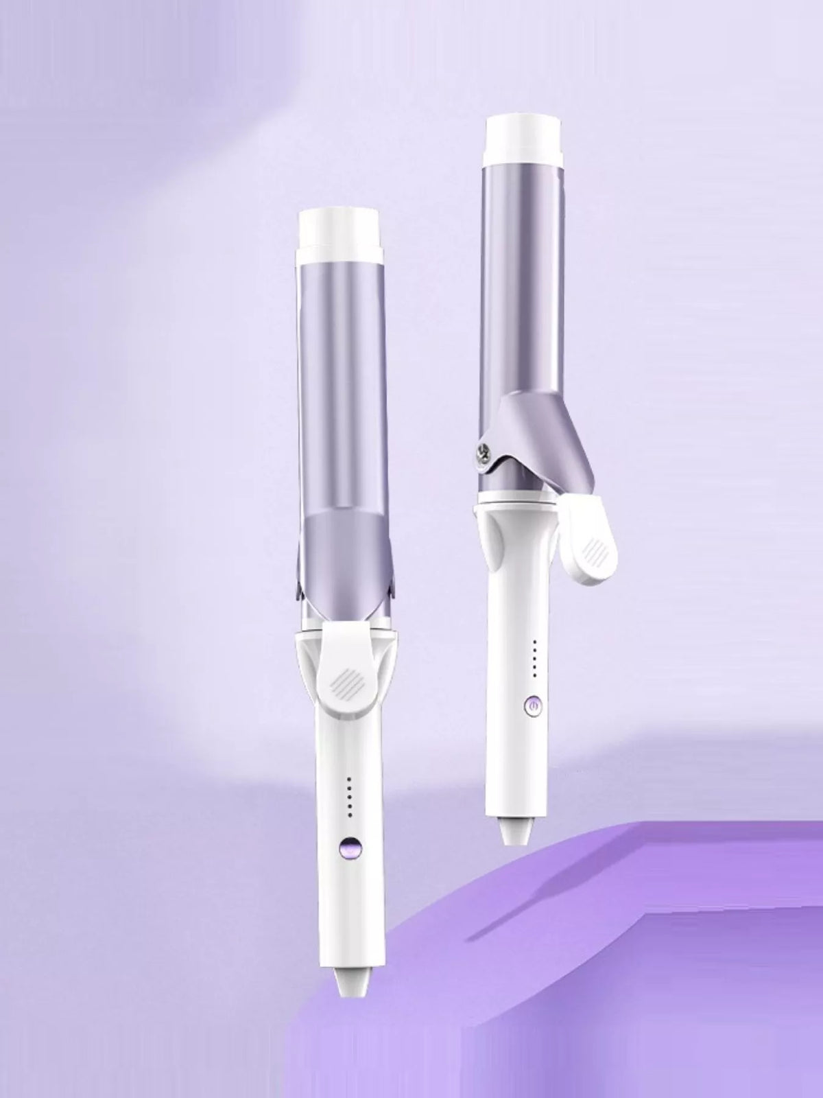 Curling iron barrel close up in lilac