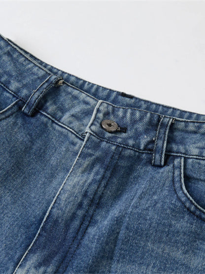Men's Distressed Wide Leg Denim Shorts - Fashorio