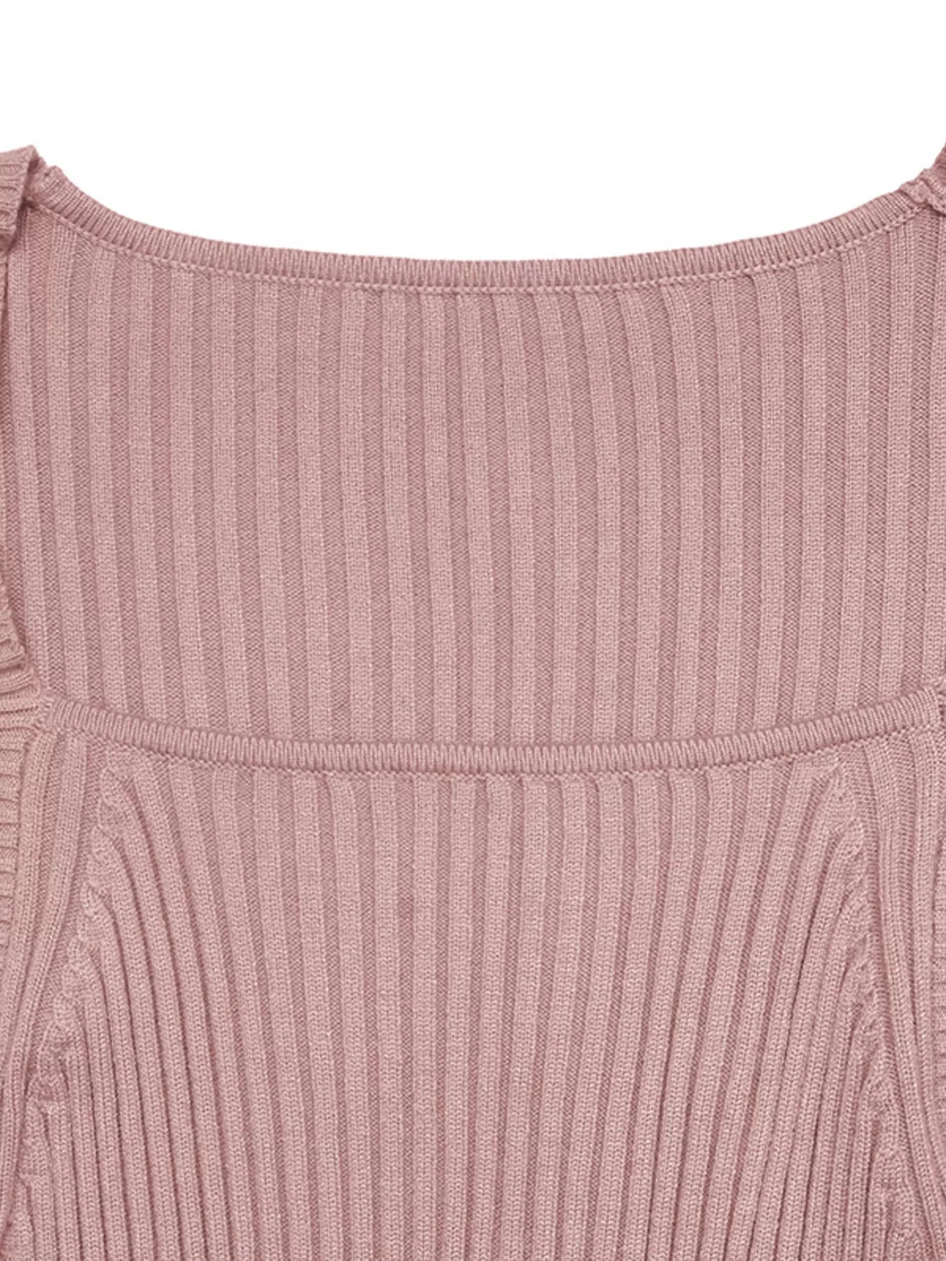 Ribbed Knit Square Neck Bodycon Sweater Dress - Fashorio