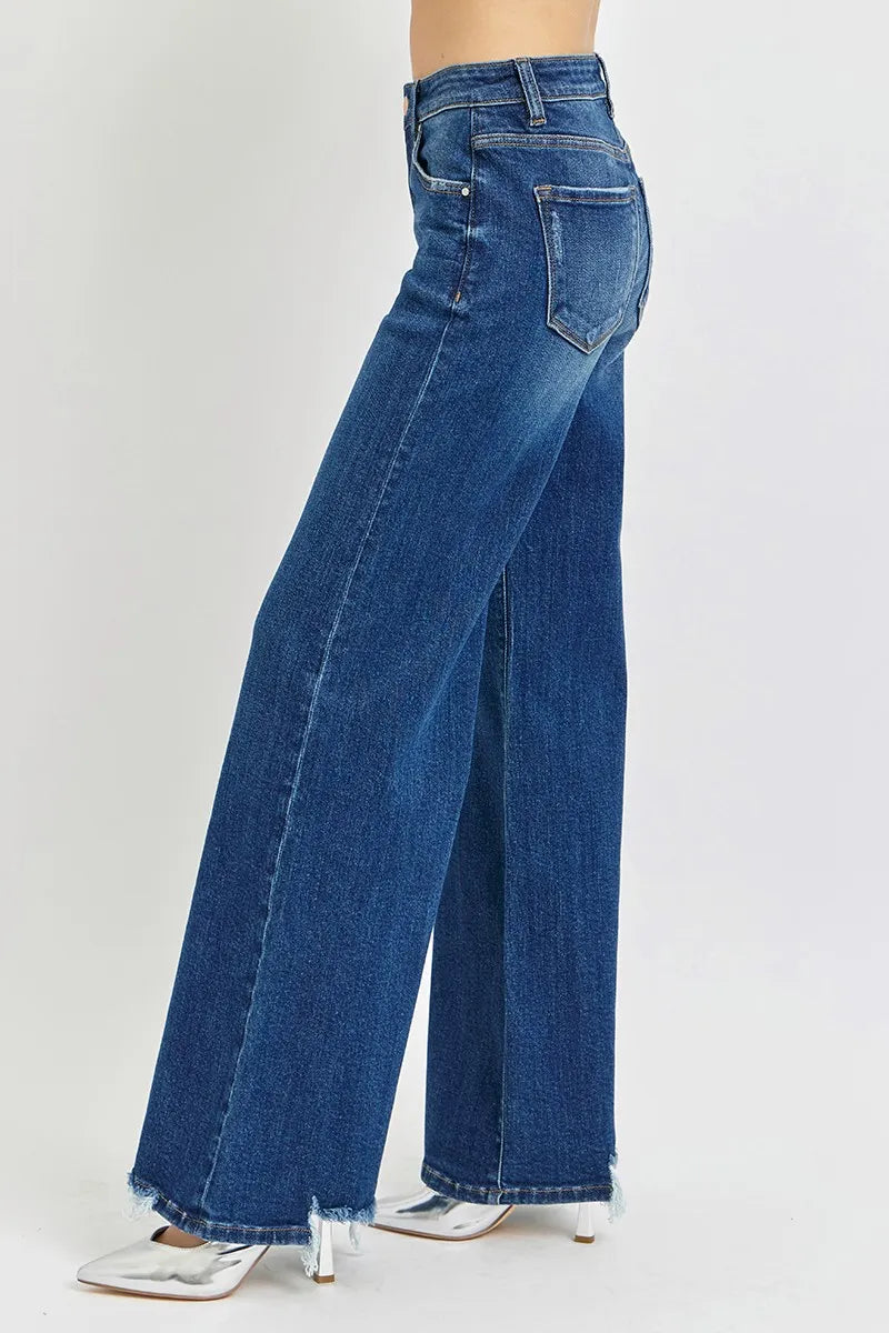 RISEN Full Size Mid Rise Wide Jeans Plus Size - Fashorio