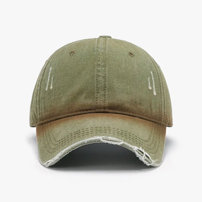 Distressed Washed Adjustable Baseball Cap Moss One Size - Fashorio