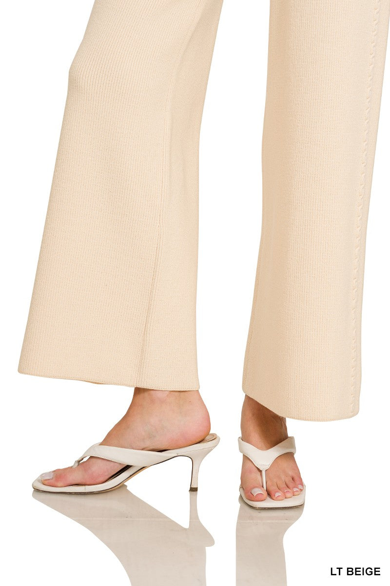 Viscose Sweater Pants with Seam Detail, view 7
