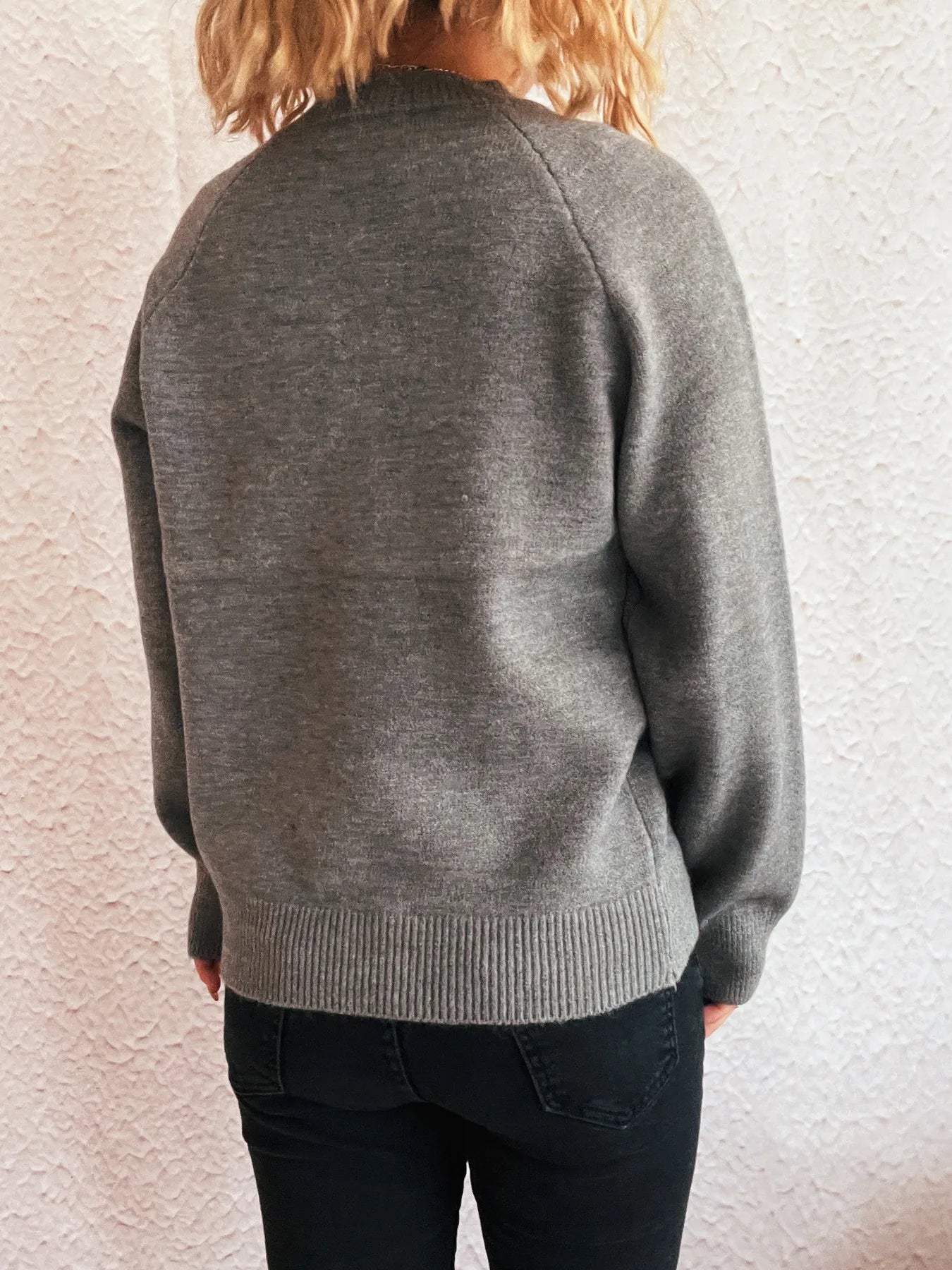 Button-Front Long Sleeve Sweater - Fashorio