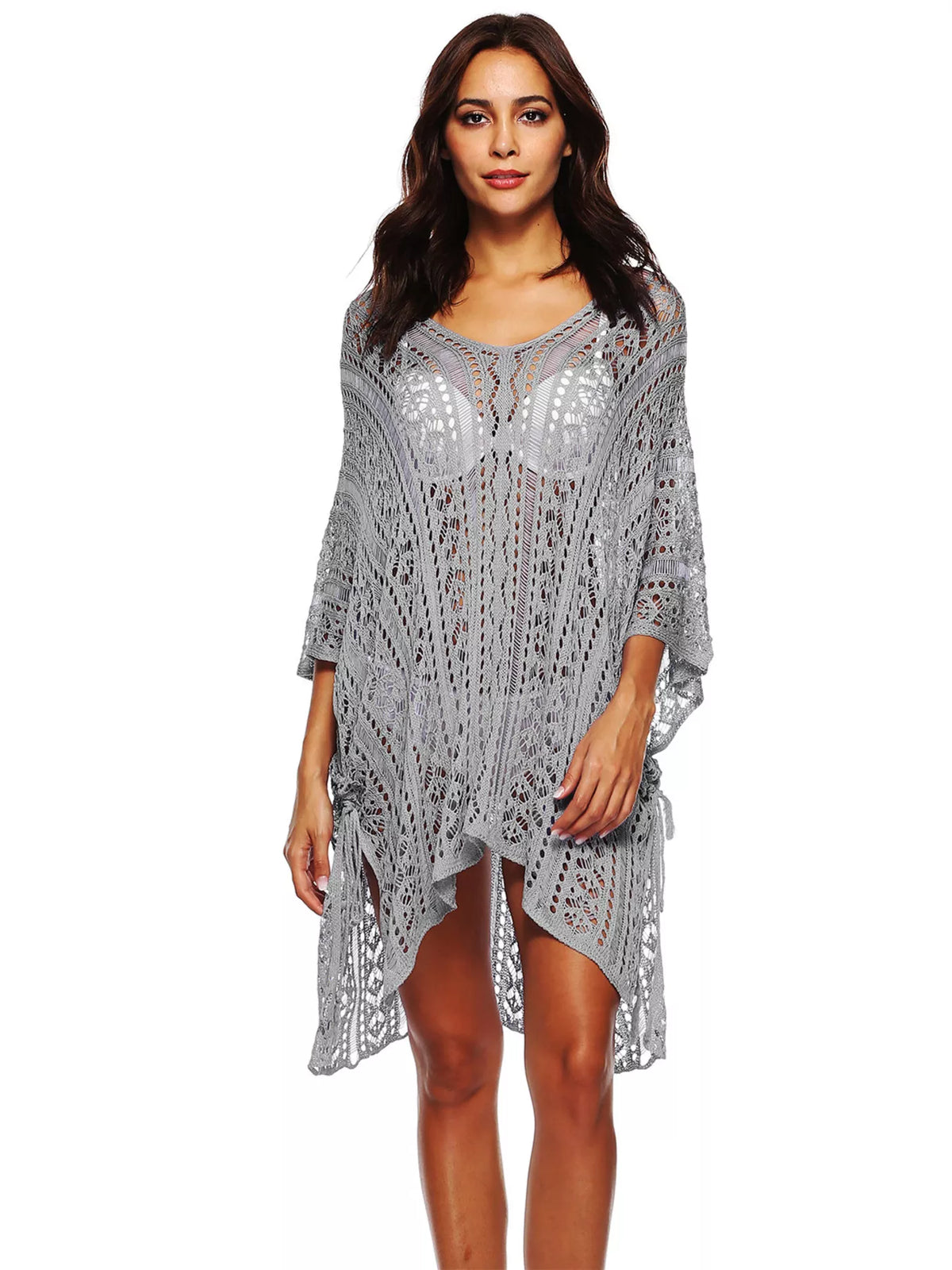 crochet knit beach cover up dress close up
