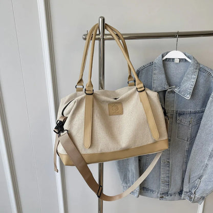 Contrast Travel Bag Khaki One Size - Fashorio