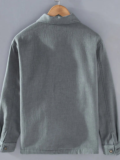 Men's Plus Size Button Up Long Sleeve Shacket - Fashorio