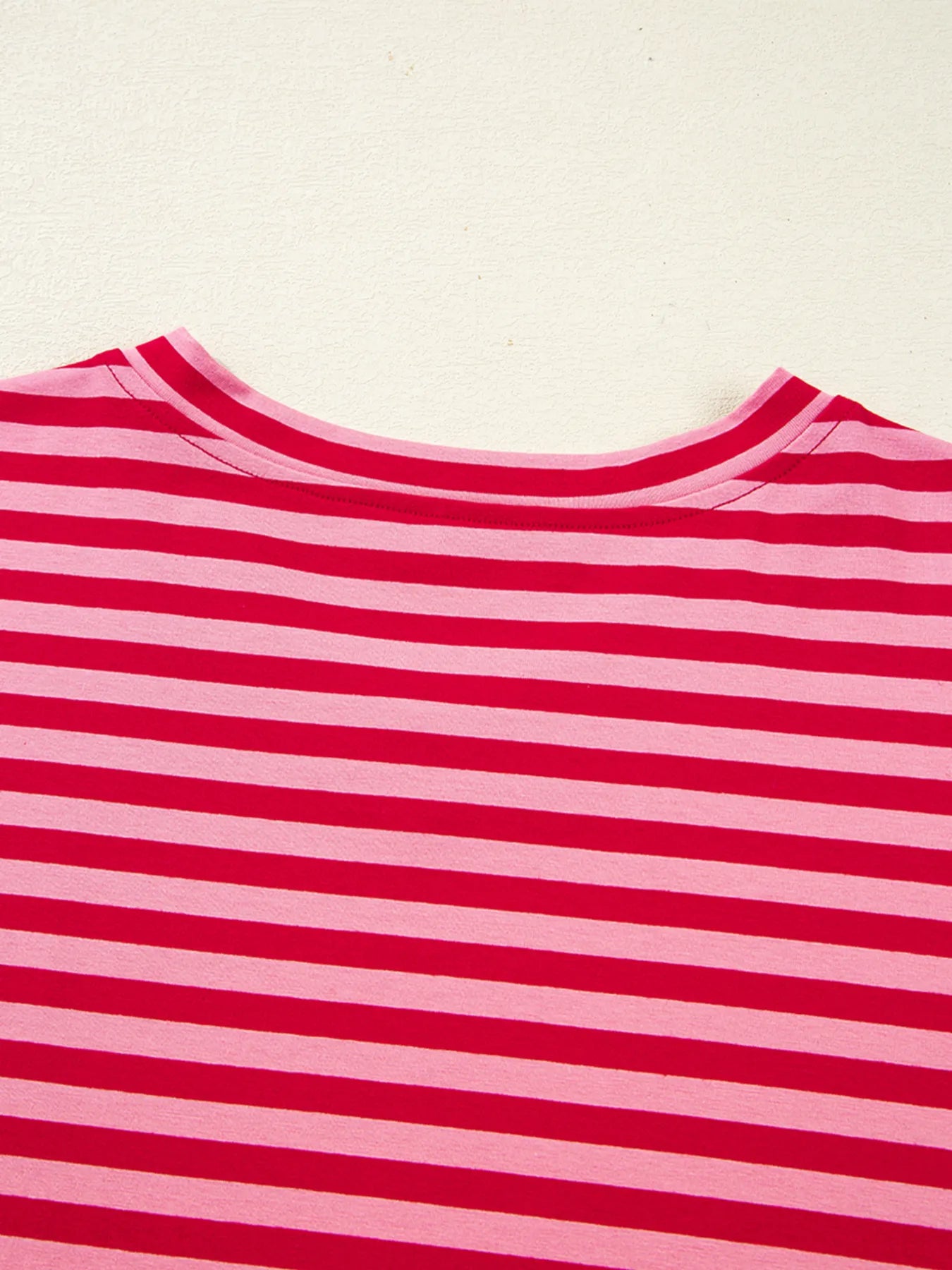 Striped Drop Shoulder V Neck Top - Fashorio