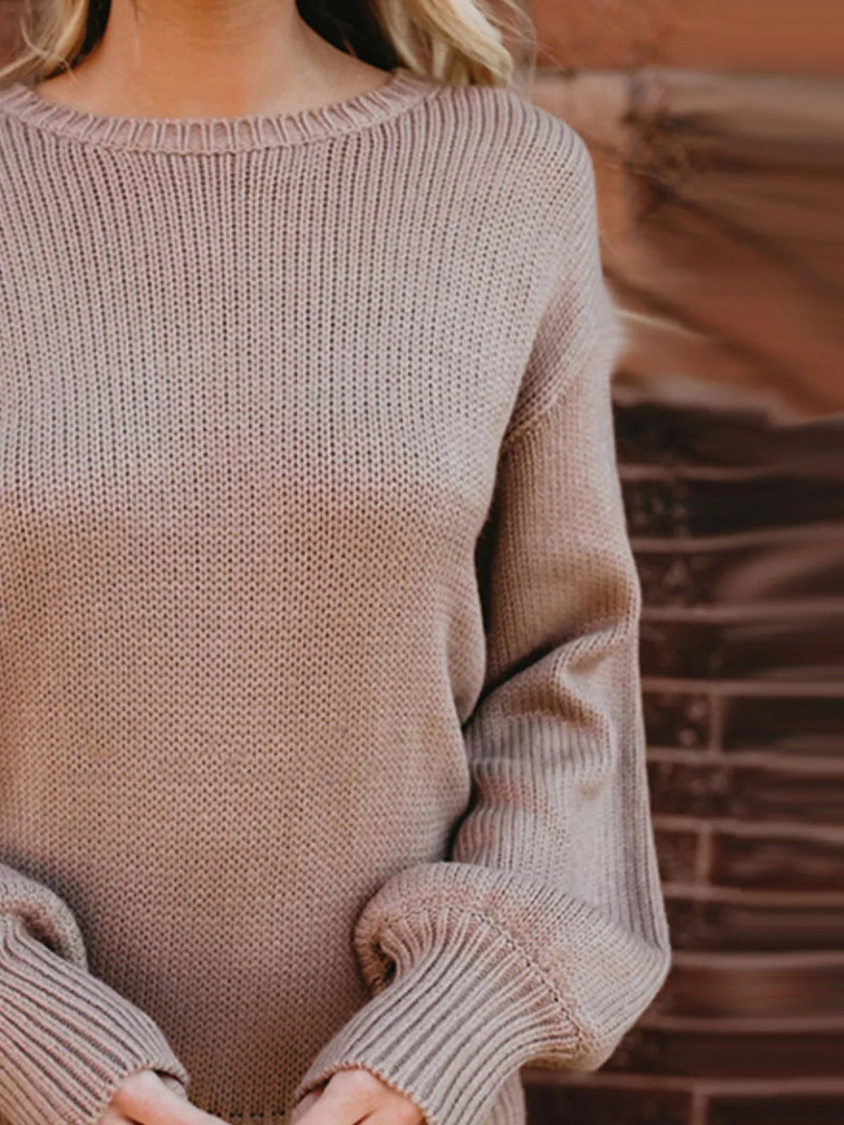 Tied Back Long Sleeve Sweater full outfit view