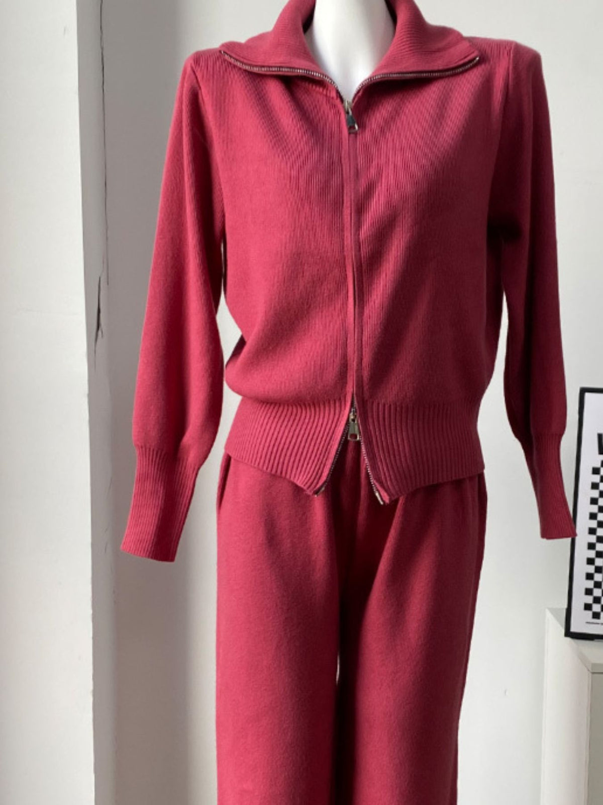 Zip Up Outerwear and Wide Leg Pants Set, view 22