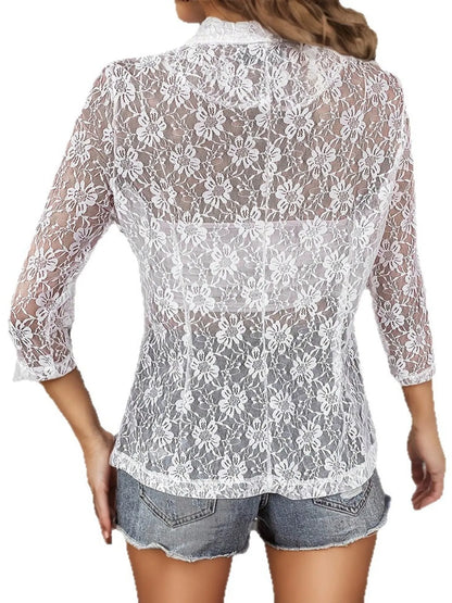 Open Front Lace Cardigan - Fashorio