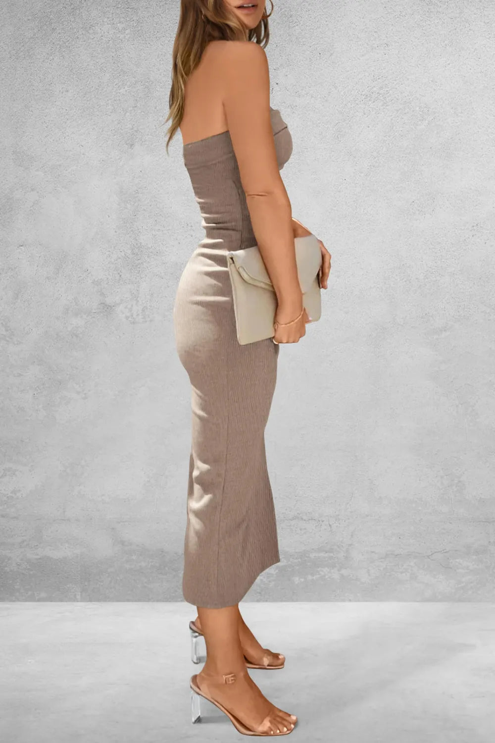 slit tube midi dress side view