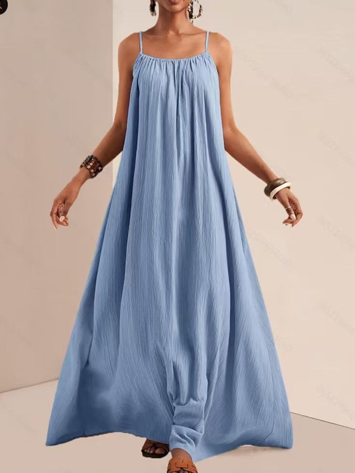 Spaghetti strap flowy maxi dress alternate color full look