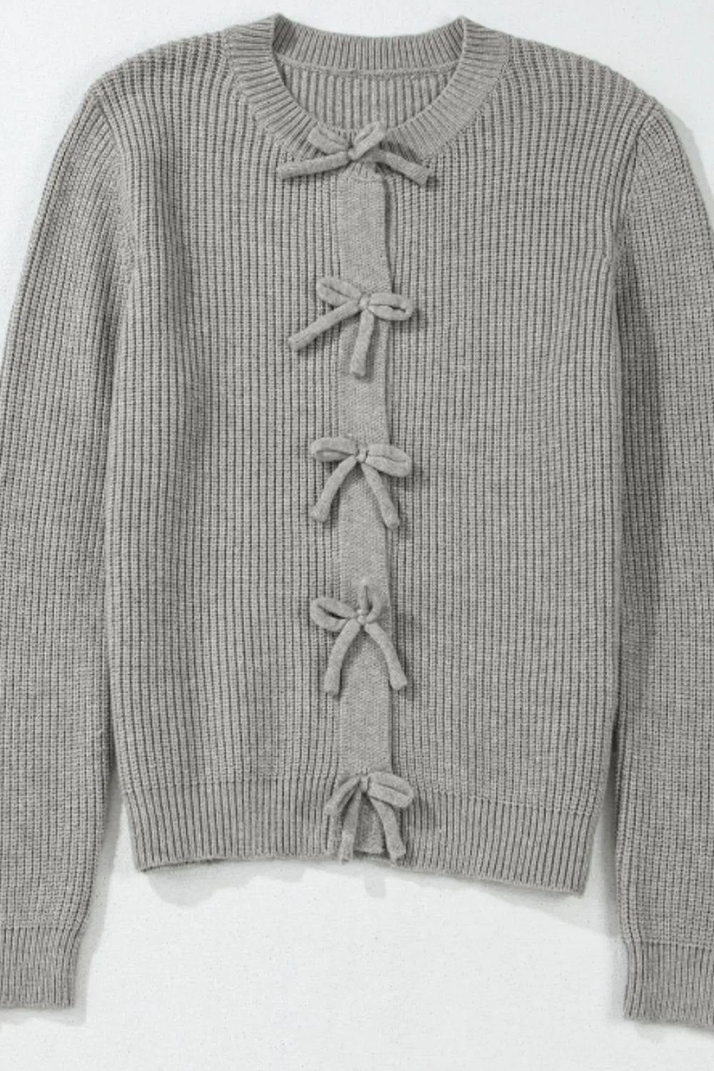 Round neck cardigan neckline detail