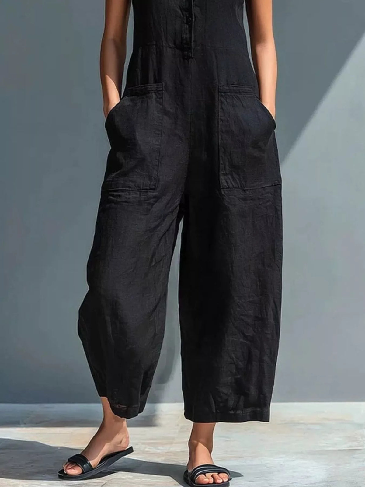 Sleeveless jumpsuit white color