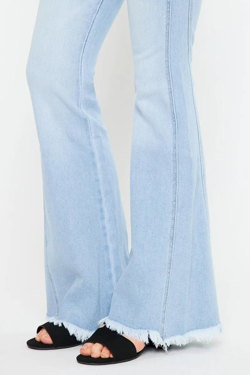 High rise flare jeans pocket view