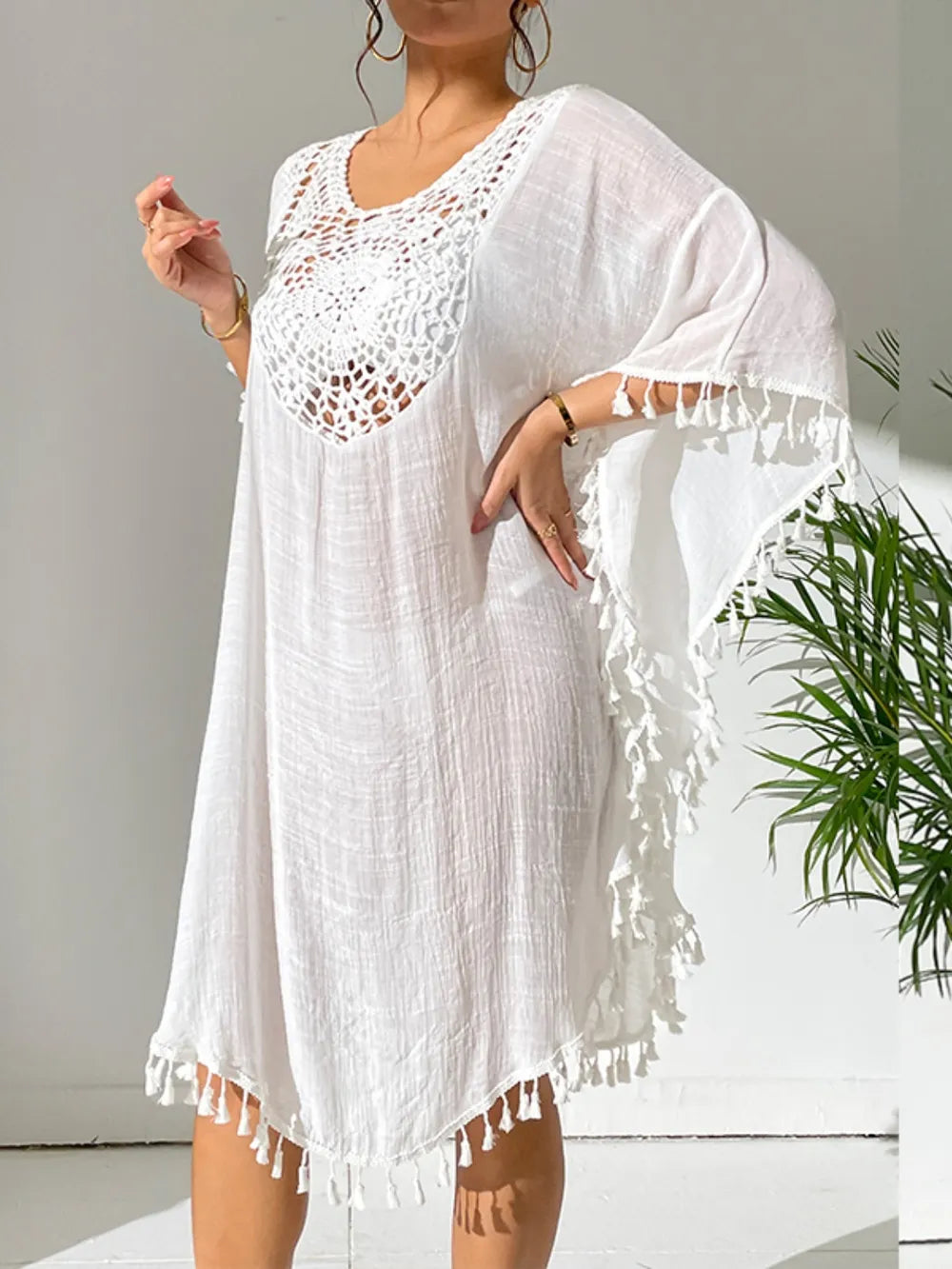 Cover up dress styled over swimsuit