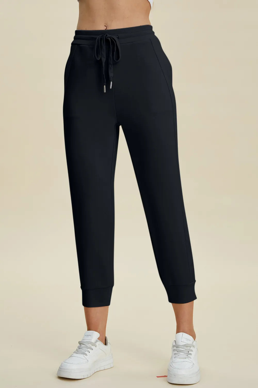 High waist pants waist tie detail