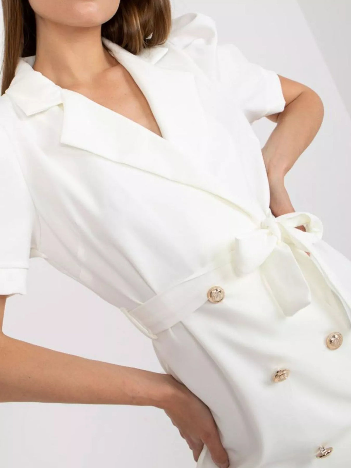 blazer tie waist mini dress hem and length detail