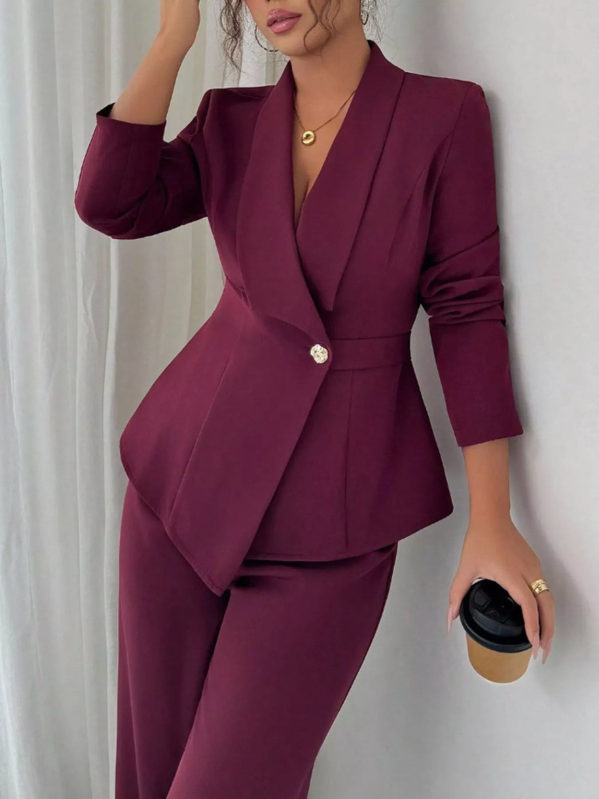 One Button Blazer and Pants Set, view 32