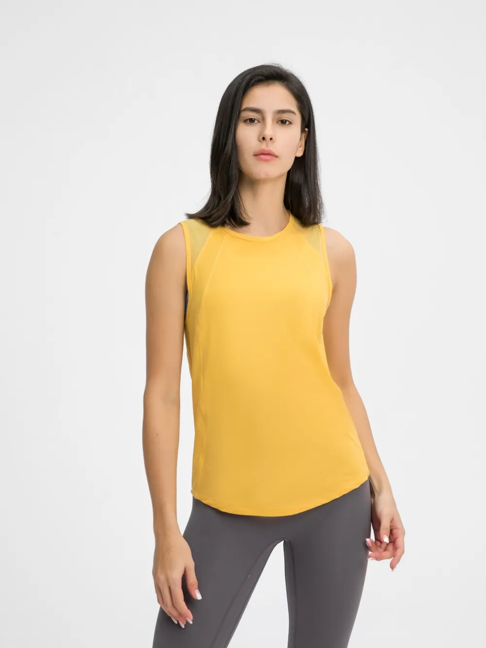 cutout back round neck active tank styled full length look