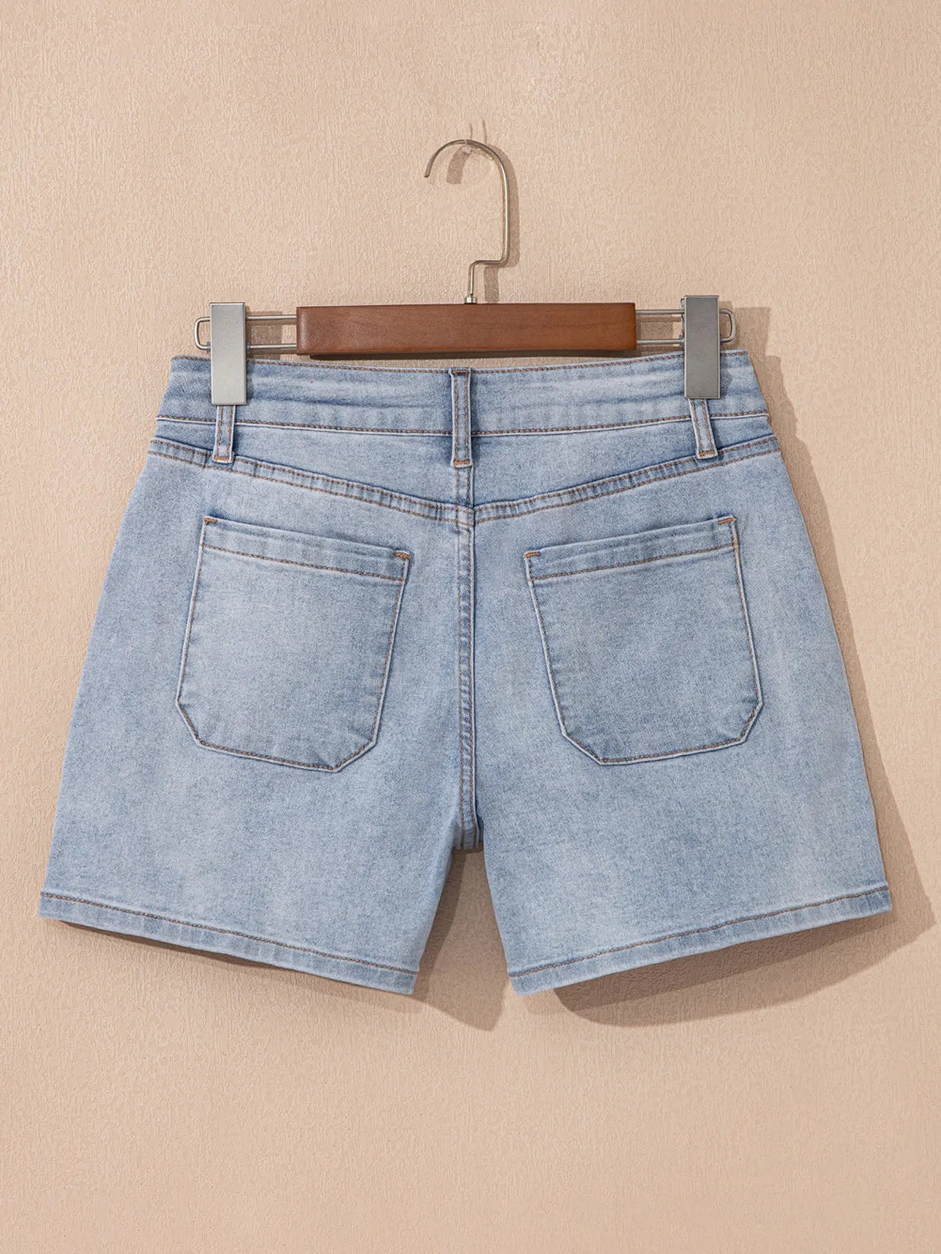 Wash High Rise Denim Shorts - Fashorio