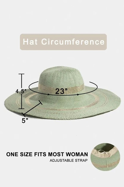 Fame Metallic Accent Trim Floppy Sun Hat - Fashorio