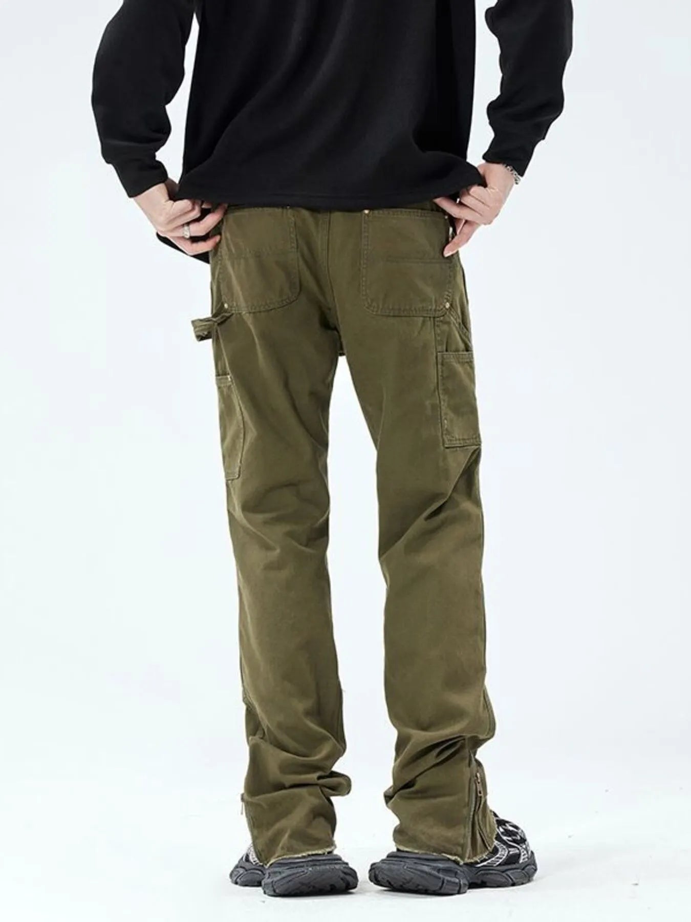 Men's Wide Leg Jeans Army Green - Fashorio