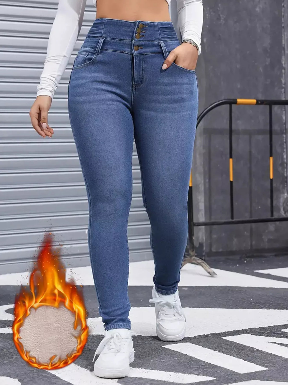 Slim fit high waist jeans back view