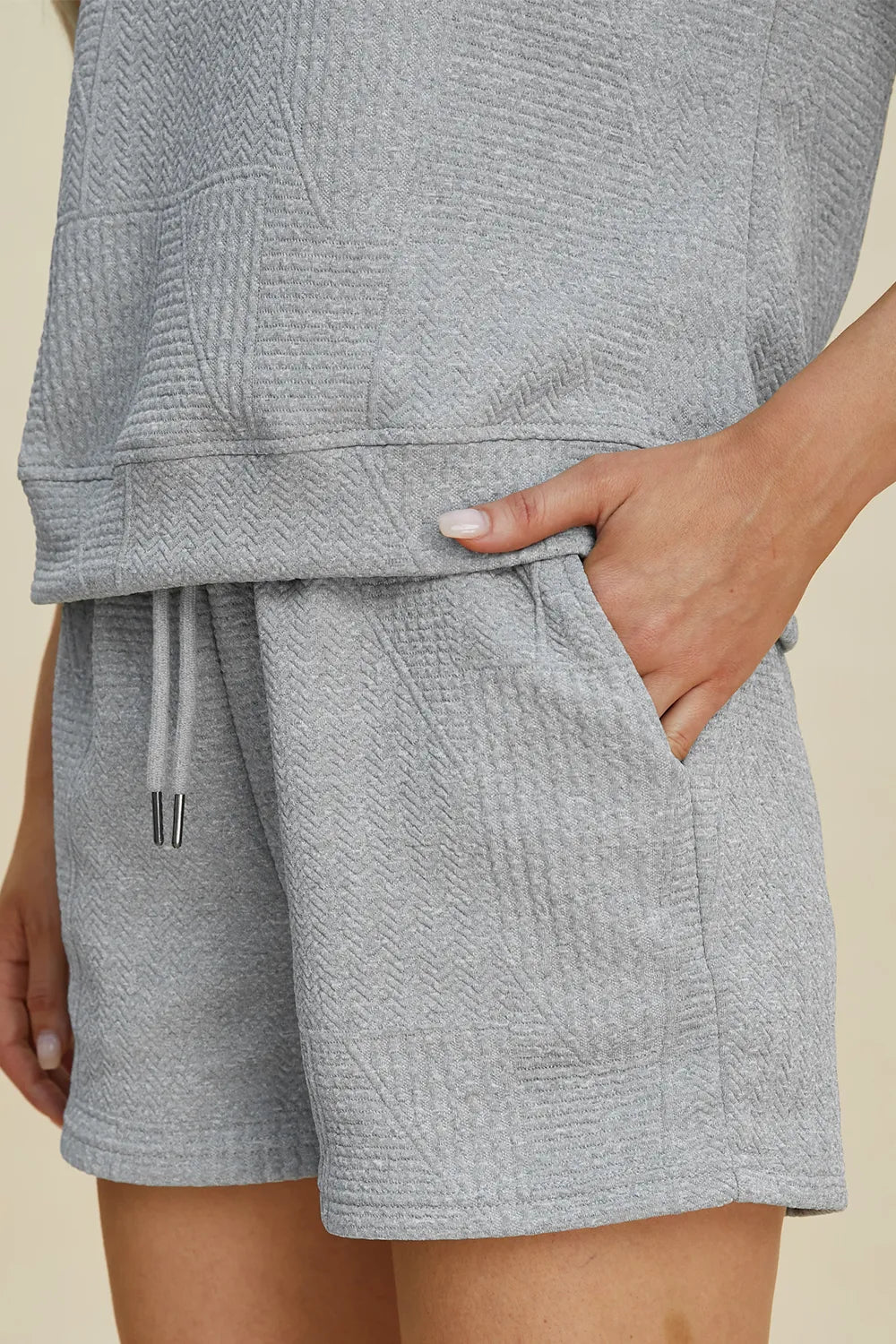 Textured Short Sleeve Top and Shorts Two Piece Set, view 18