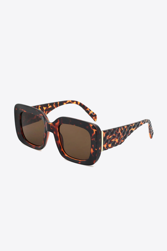 Square Polycarbonate UV400 Sunglasses Caramel One Size - Fashorio