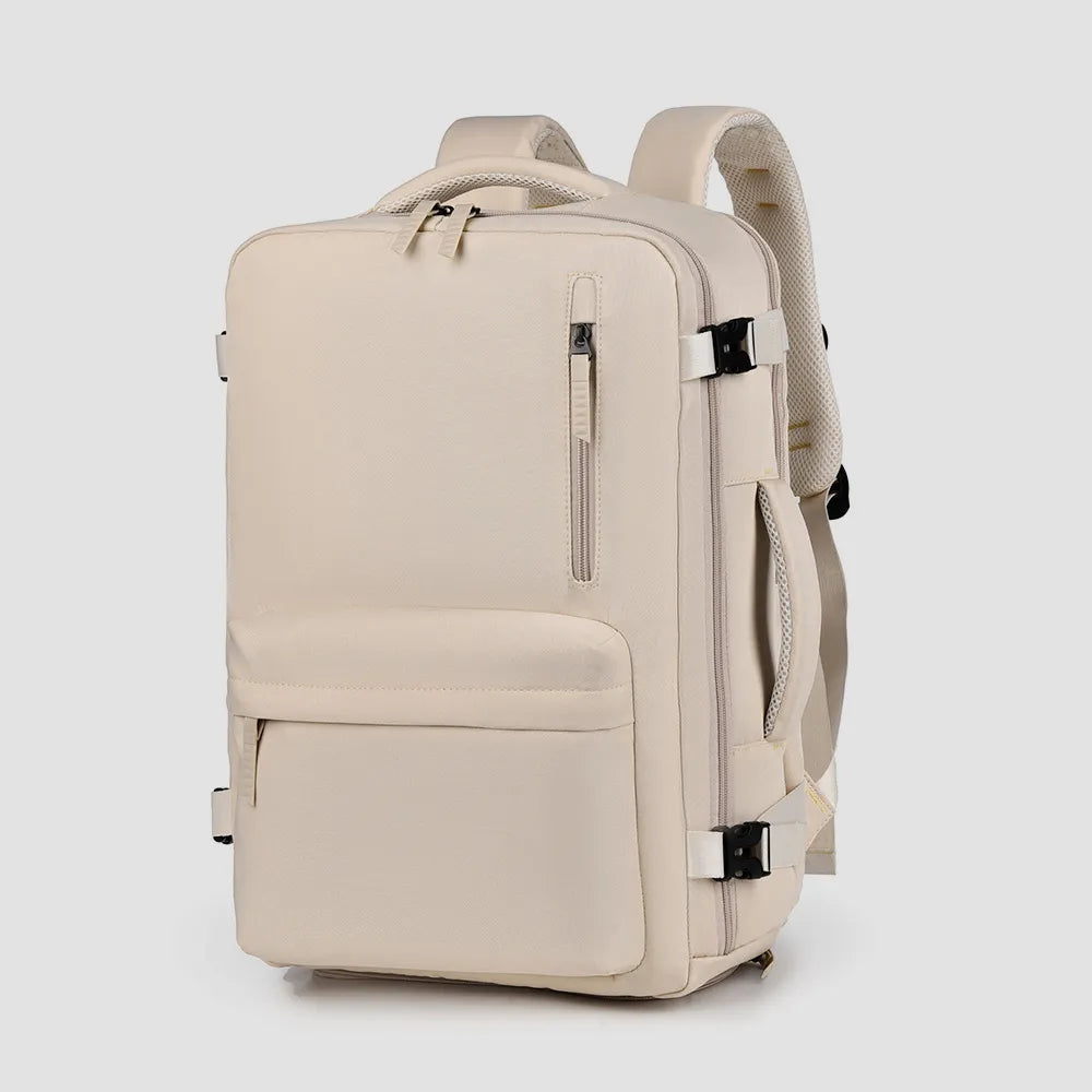 Oxford cloth backpack with side pockets worn on the shoulders