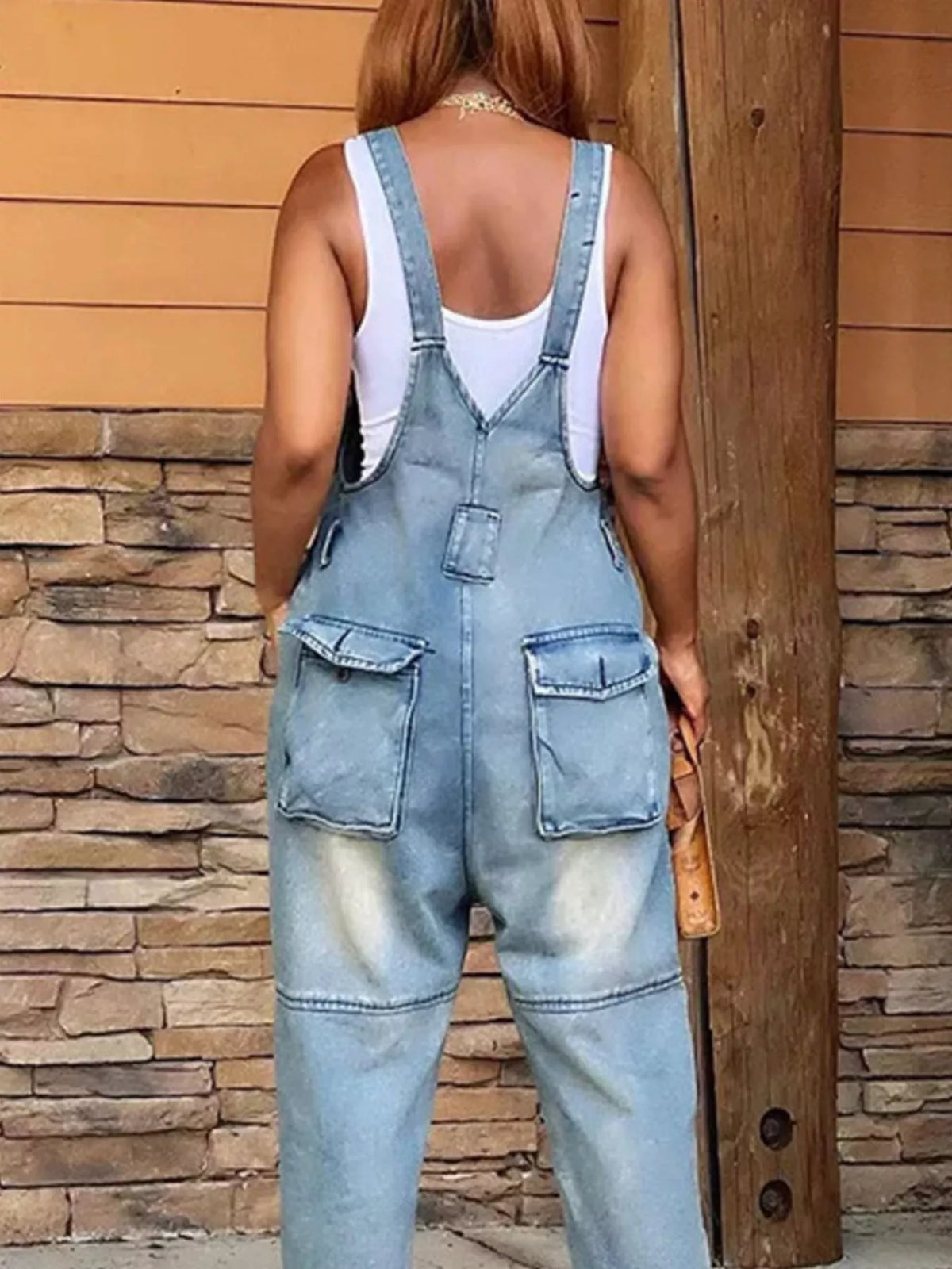 Overalls pocket detail close up