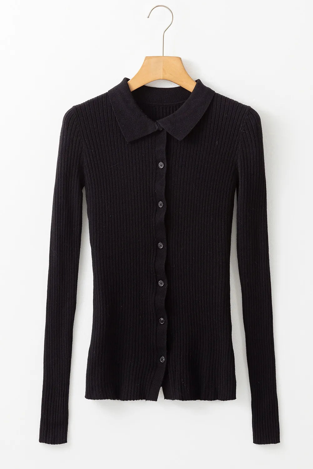 Button Up Collared Neck Cardigan - Fashorio