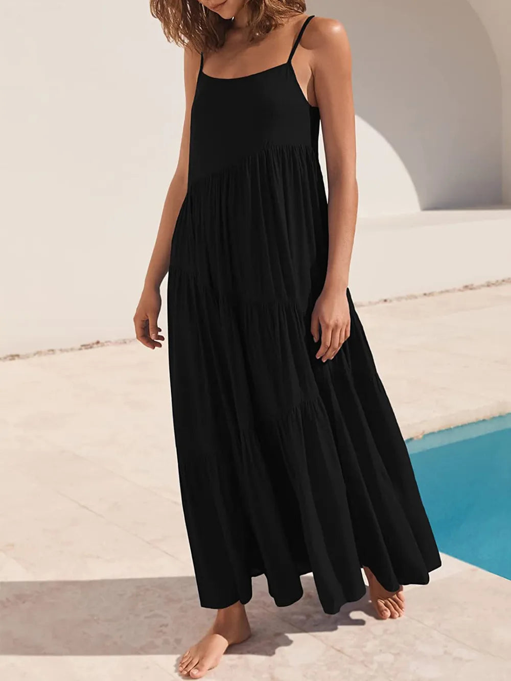 Ruched maxi dress movement view