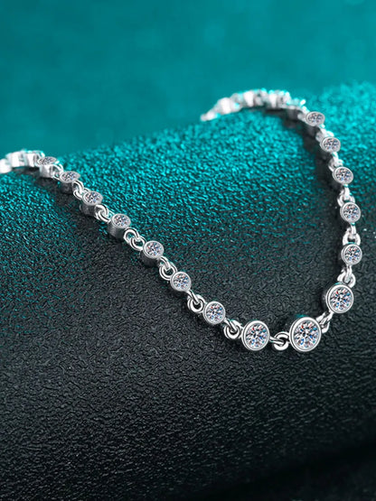 925 Sterling Silver Inlaid Moissanite Bracelet - Fashorio
