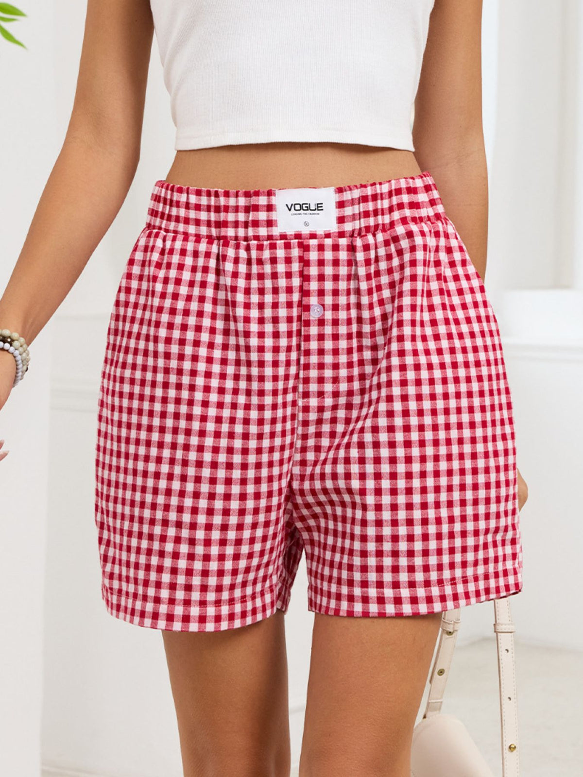 Gingham shorts back view