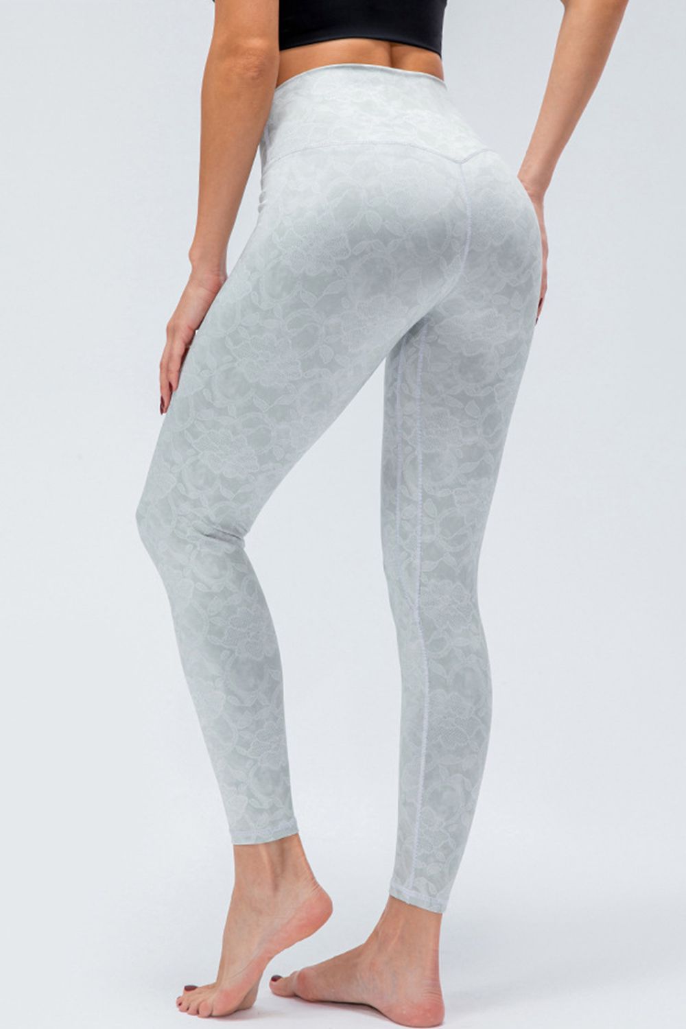 wide waistband slim fit active leggings back view