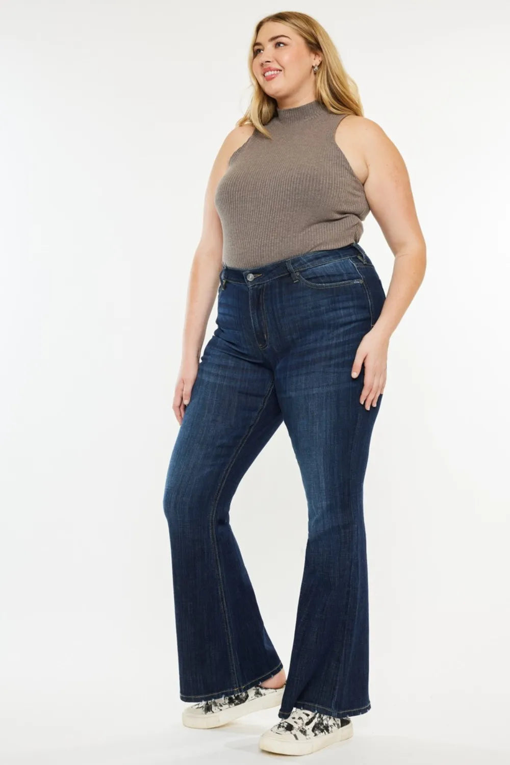 Kancan Full Size Mid Rise Flare Jeans - Fashorio