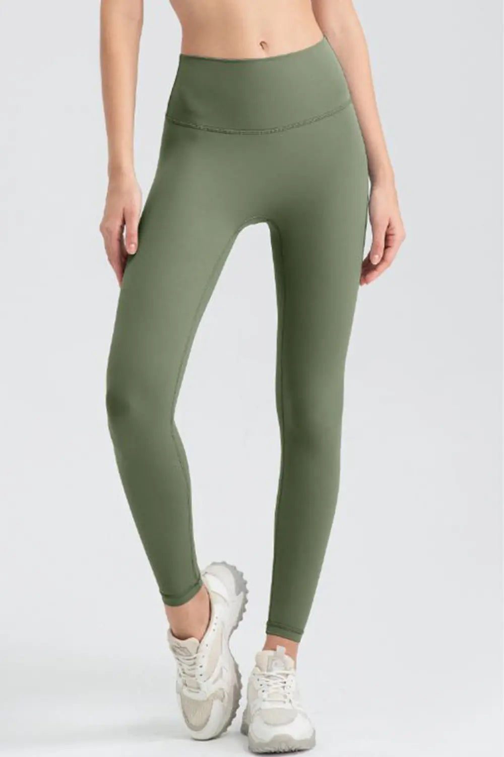 wide waistband sport leggings fabric and knit detail