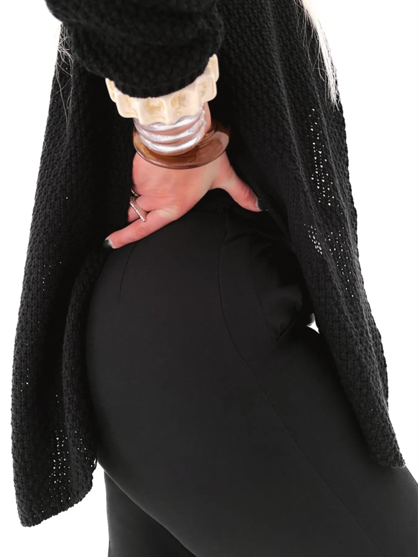 Oversized Knit Cardigan with Open Front Design - Fashorio