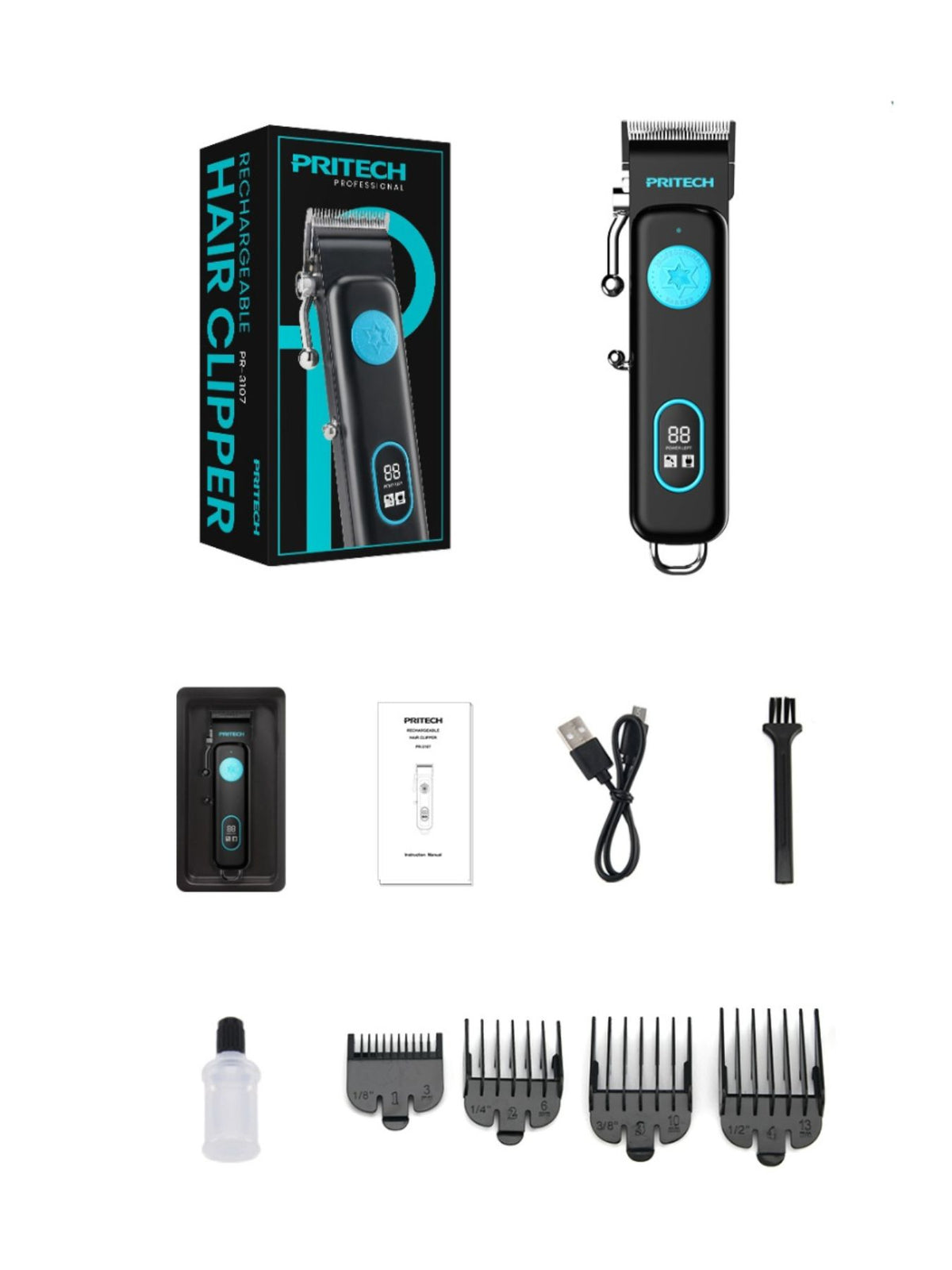 Cordless clipper with charging cable