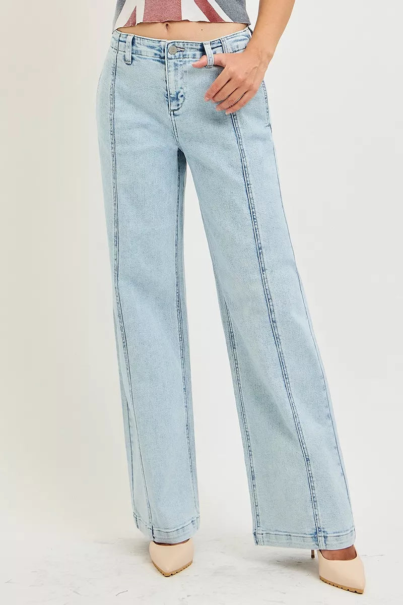 RISEN wide leg jeans acid wash side view