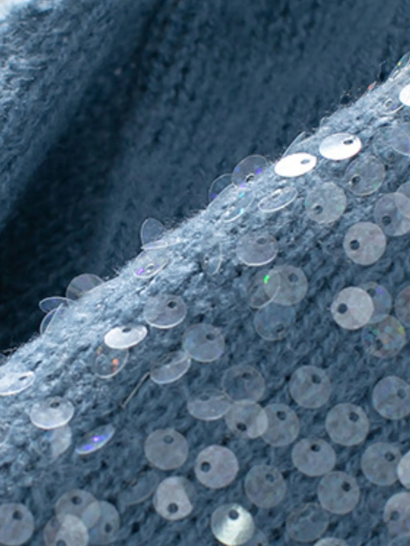 Sequin Openwork Long Sleeve Sweater - Fashorio