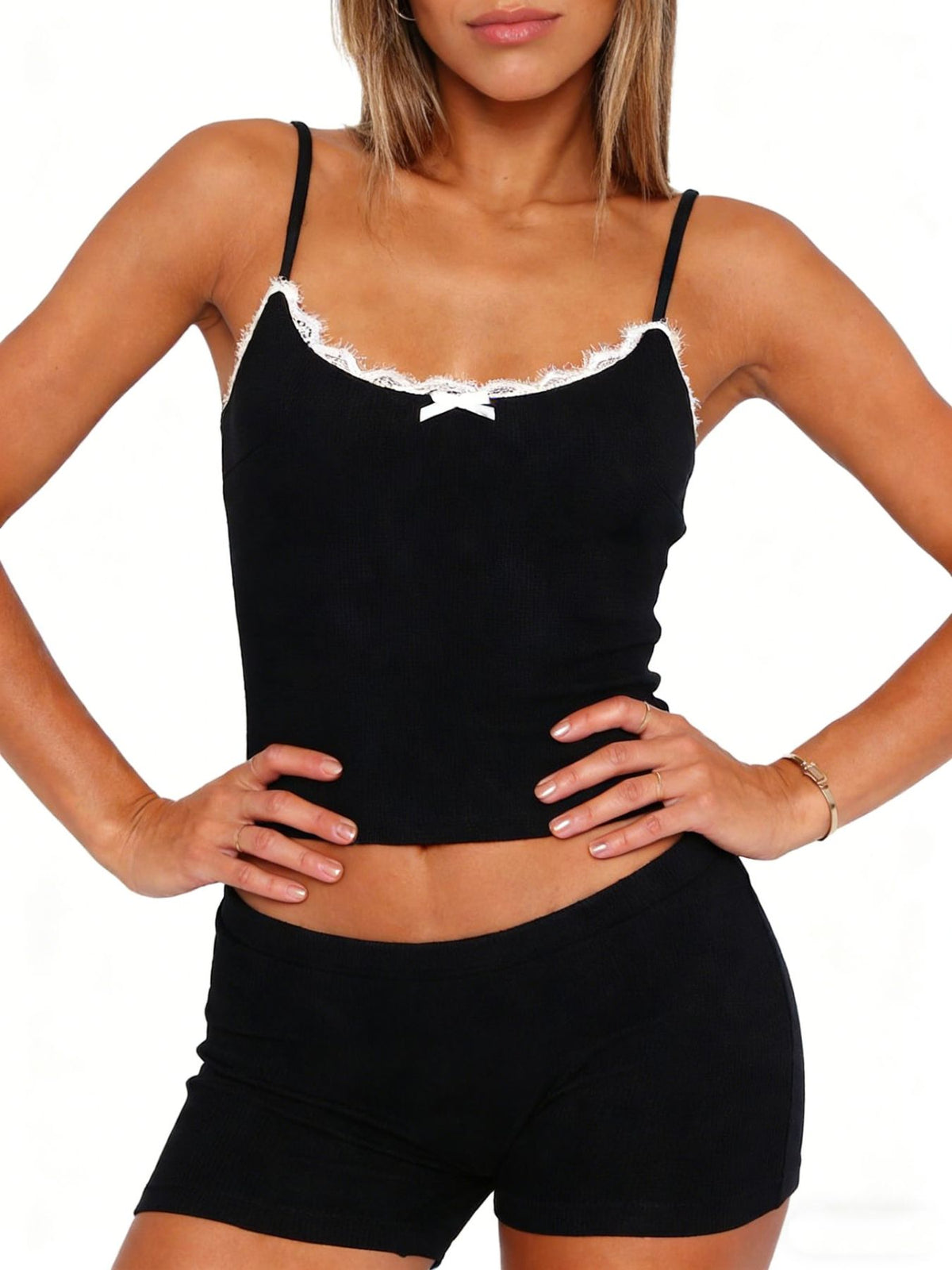 Contrast Trim Cami and Shorts Set, view 13