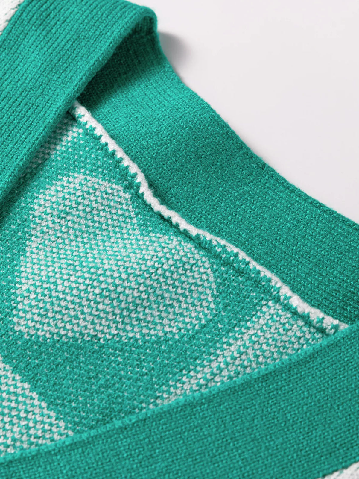 Plaid Heart Knit Button Down Cardigan in Turquoise close up