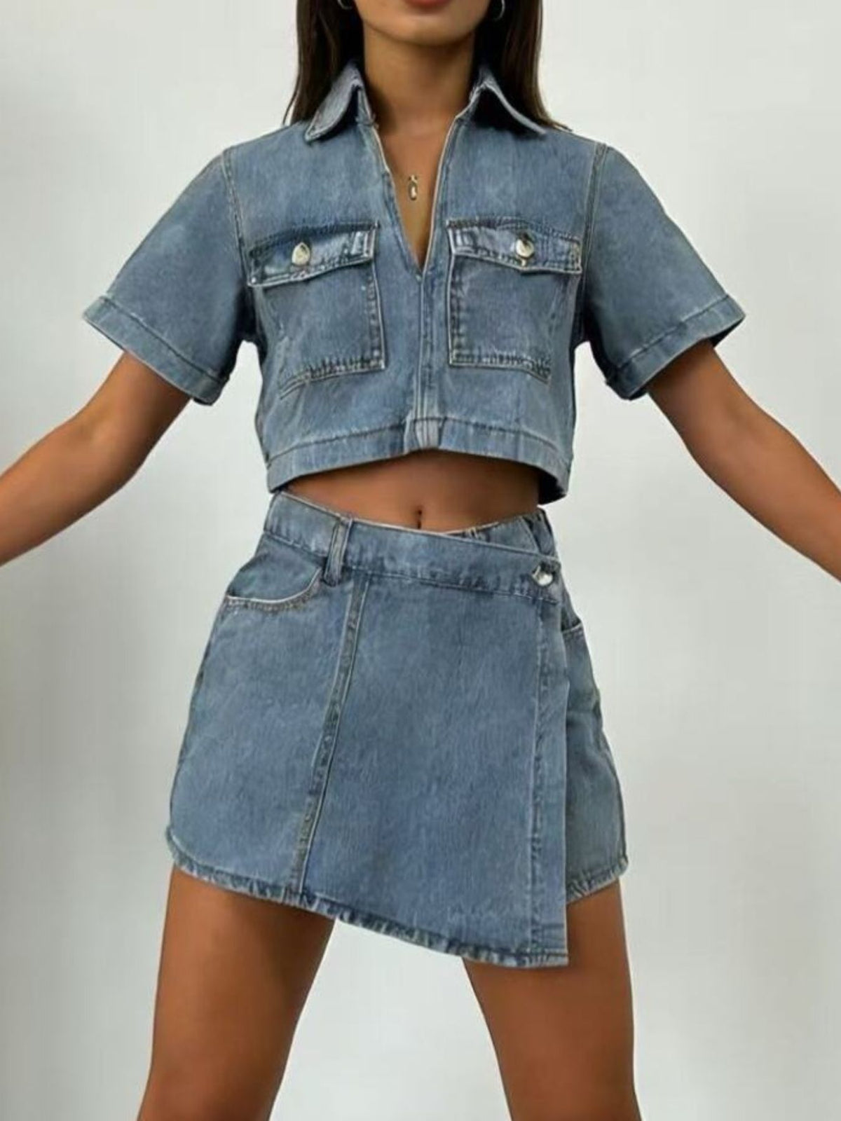 Cropped button top detail