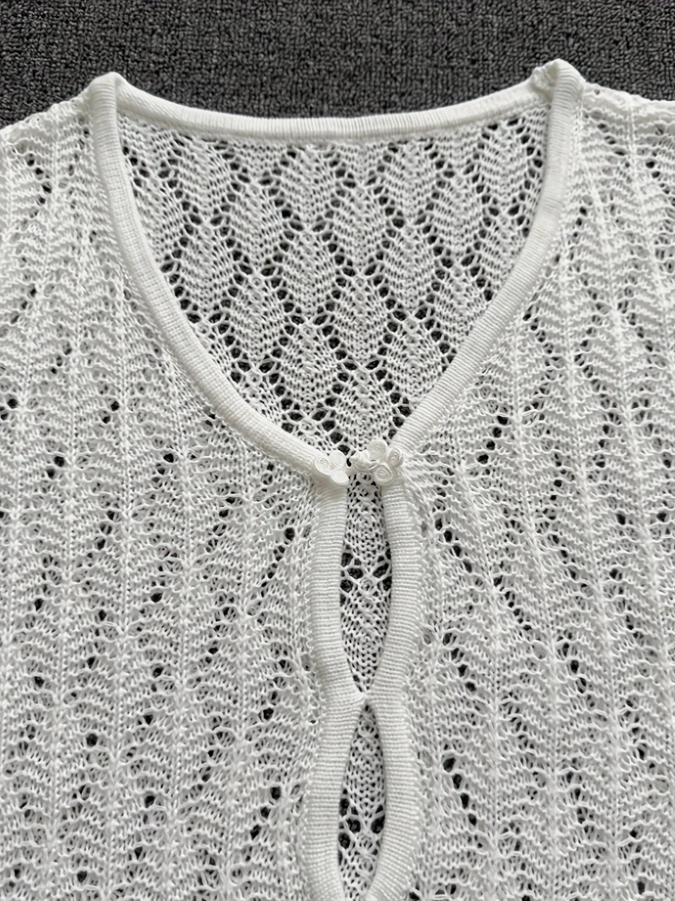 Openwork Long Sleeve Knit Dress - Fashorio