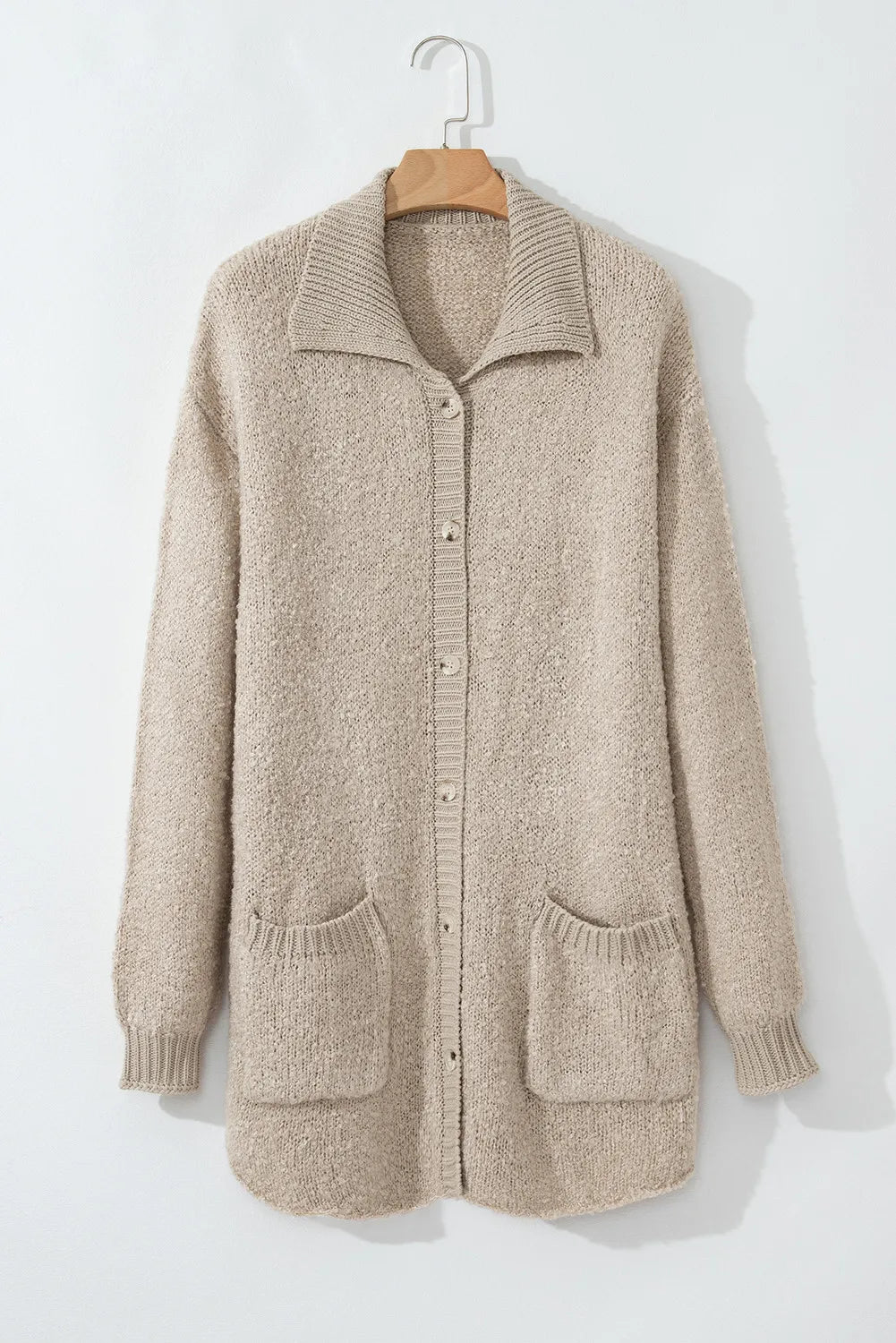 Pocketed Button Up Long Sleeve Cardigan - Fashorio